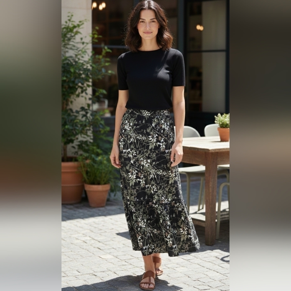 {AGB Byer California} Vintage 90s Leaf Print Maxi Skirt - Size XL